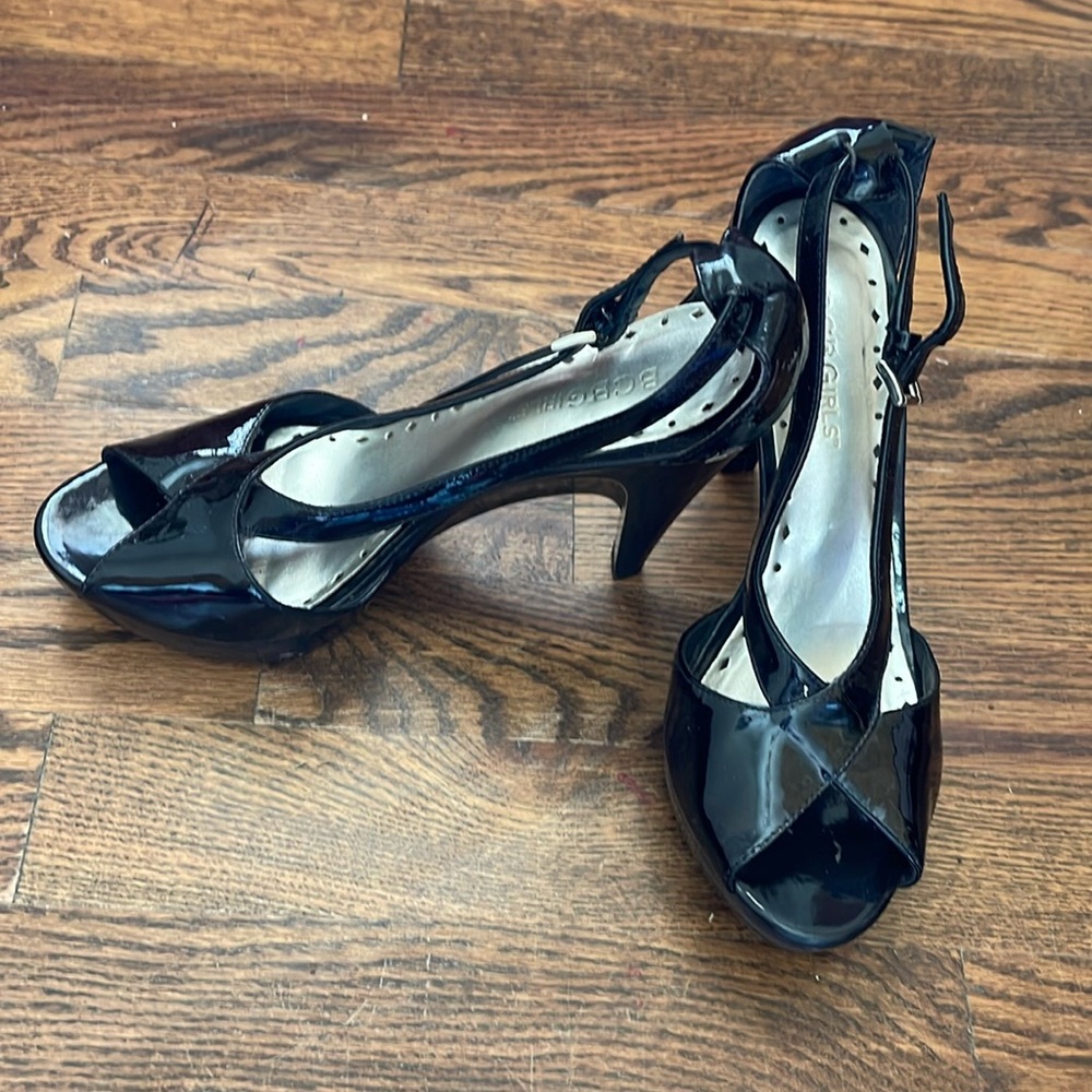 BCBGirls peep toe patent heels